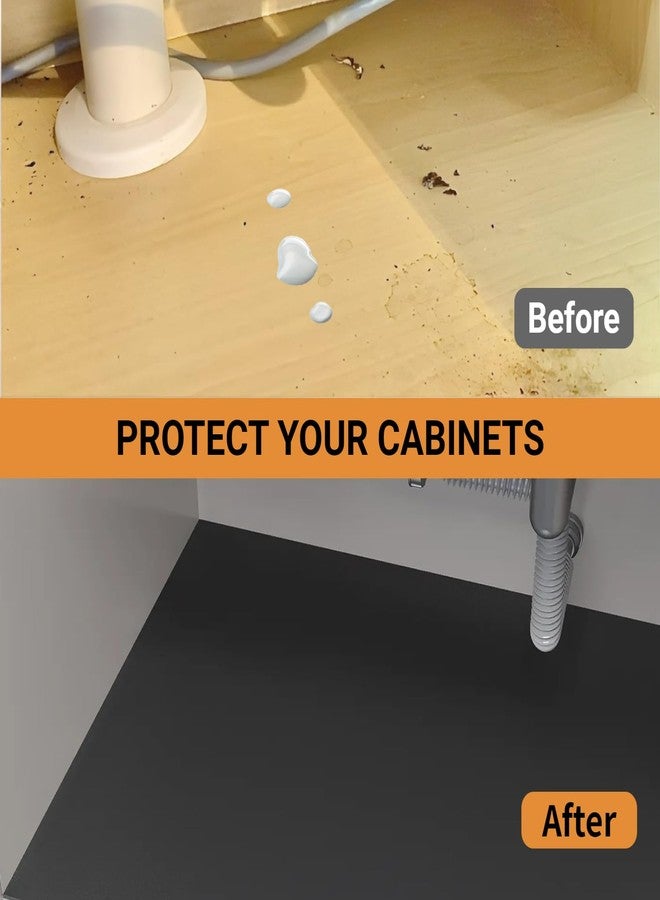 Beruyu Under Sink Mat for Kitchen Waterproof, Cut to Fit Under Sink Liner, Kitchen Bathroom Cabinet Protector Mat, Super Absorbent Quick Dry Under Sink Drip Tray, Dark Grey (20"W x 32"L) - Image 2